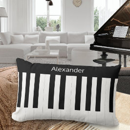 Cojín Lumbar Teclado de piano negro blanco instrumento musical