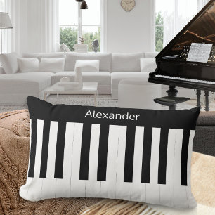 Cojín Lumbar Teclado de piano negro blanco instrumento musical