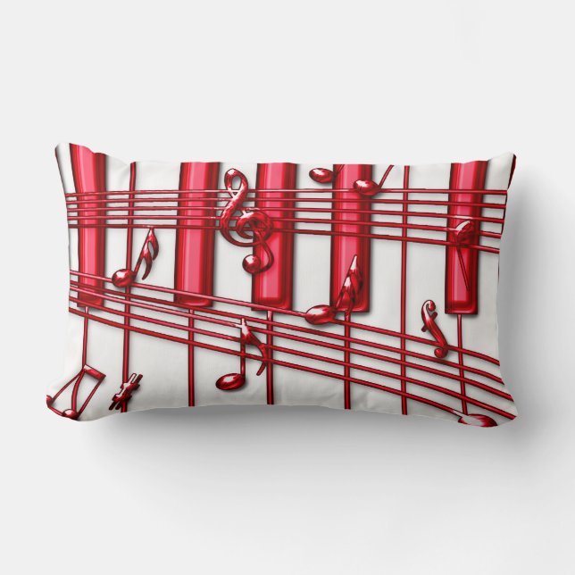COJÍN LUMBAR TECLADO DE PIANO ROJO (Anverso)