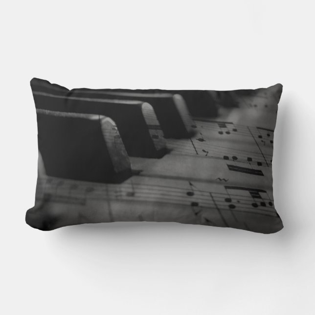 Cojín Lumbar Teclas de piano de música (Anverso)