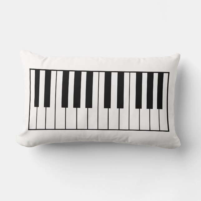 Cojín Lumbar teclas de piano de música en blanco y negro (Anverso)