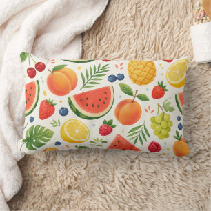 Cojín Lumbar Tela de Patrón de Frutas de Verano Sandía Tropic