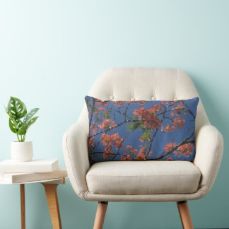 Cojín Lumbar Tela Floral, Azul