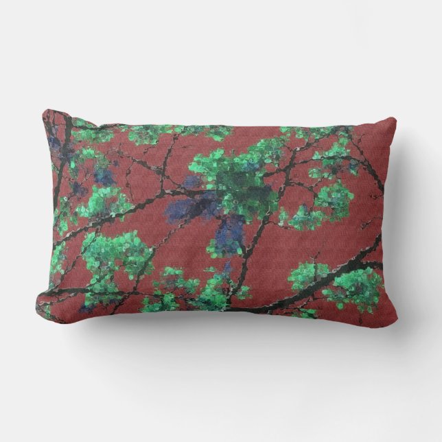 Cojín Lumbar Tela Floral, Rojo (Anverso)