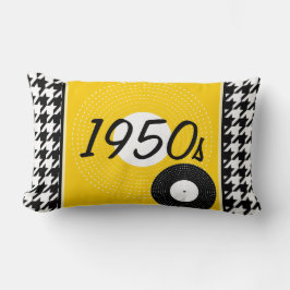 Cojín Lumbar Tema de los años 1950 con cuadros amarillo, negro 