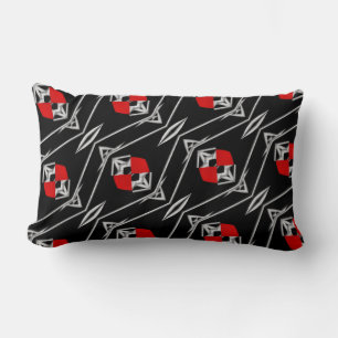 Cojín Lumbar tendencia de moda de patrón negro rojo