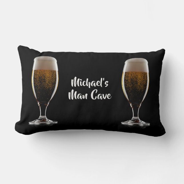 Cojín Lumbar Texto del personalizado Vidrio de cerveza (Anverso)