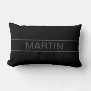 Cojín Lumbar Texto personalizable   Negro moderno en negrita y 