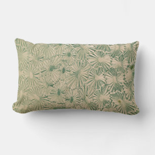 Cojín Lumbar Textos florales verdes y blancos