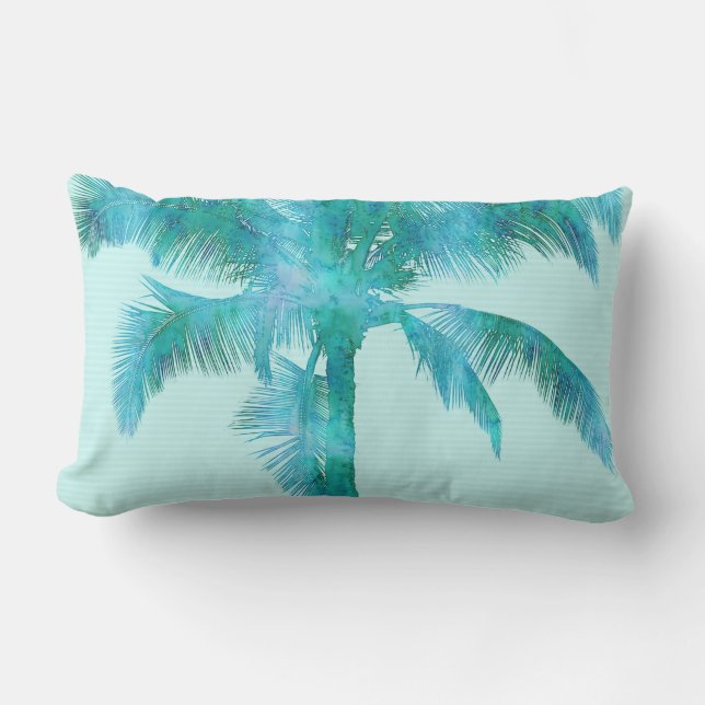 Cojín Lumbar Textura azul del fondo de la acuarela de la (Anverso)