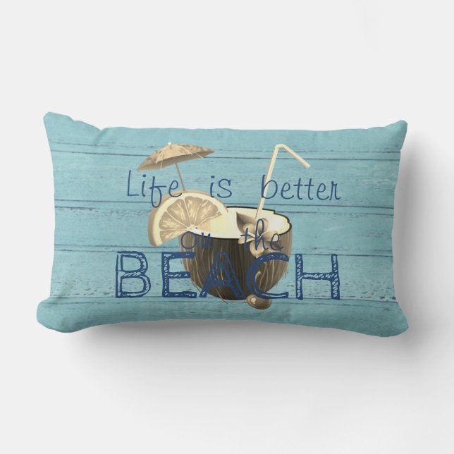 Cojín Lumbar Textura De Madera Adorable, Coctel De Coco (Anverso)