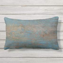 Cojín Lumbar Textura de madera de la falsa playa azul