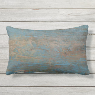 Cojín Lumbar Textura de madera de la falsa playa azul