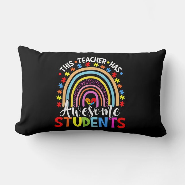 Cojín Lumbar This Teacher Has Awesome Students Rainbow Autism A (Anverso)