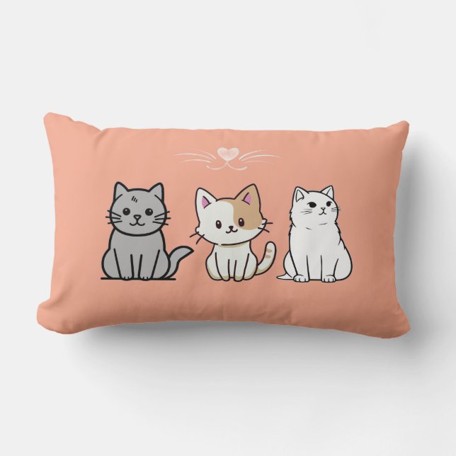 Cojín Lumbar Three Sitting Cats Illustrations (Anverso)