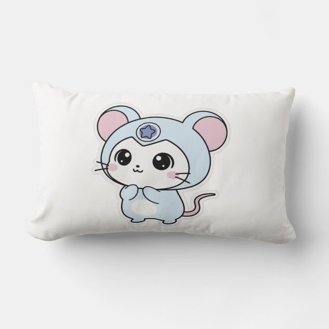 Cojín Lumbar Throw Pillow Cute little lovely mouse  (Anverso)