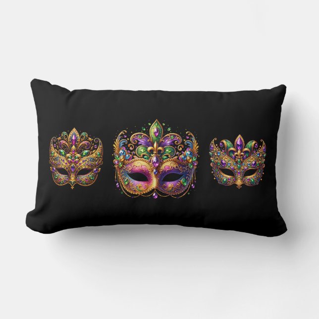 Cojín Lumbar Throw Pillow Mardi Gras (Anverso)