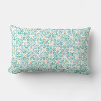 Cojín Lumbar Throw Pillow Teal & Gold Arabesque Decorative Cush