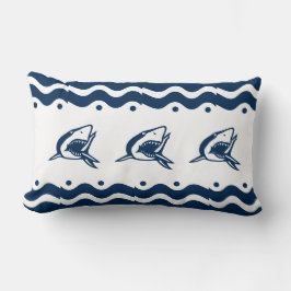 Cojín Lumbar Tiburón azul y blanco de la Marina Náutica moderna