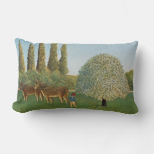 Cojín Lumbar Tierra de pradera (El Pastizal), Henri Rousseau, 1