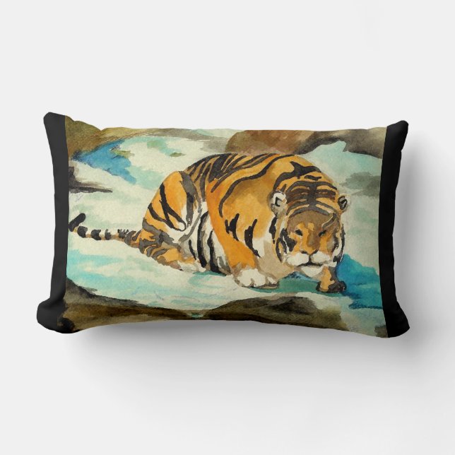 Cojín Lumbar Tigre acuarela (Anverso)