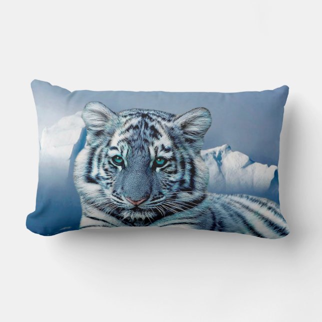 Cojín Lumbar Tigre blanco azul (Anverso)
