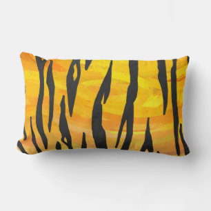 Cojín Lumbar Tigre negro y naranja estampado
