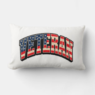 Cojín Lumbar Tipografía de la bandera estadounidense veterana p