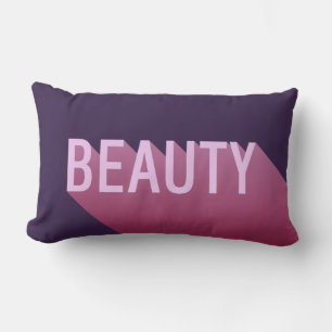 Cojín Lumbar Tipografía de la belleza rosa púrpura moderna
