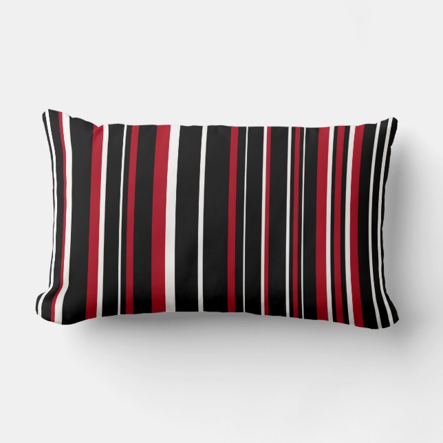 Cojín Lumbar Tira de código de barras negro, rojo y blanco (Anverso)