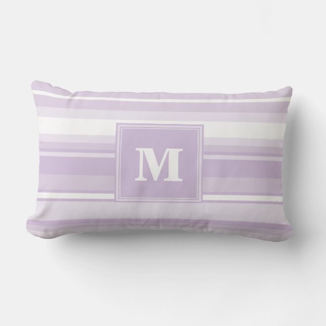 Cojín Lumbar Tiras moradas monogramo (Anverso)