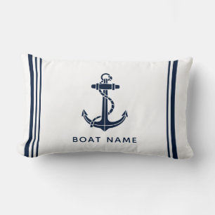 Cojín Lumbar Tiras personalizadas de ancla y nombre de barco