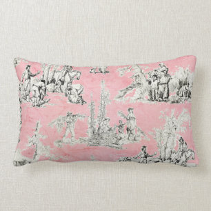 Cojín Lumbar Tiro decorativo floral rosado elegante de Toile