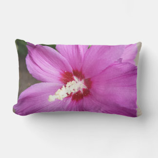 Cojín Lumbar Título Flor de Hibisco Rosa Almohadón Floral