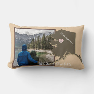 Cojín Lumbar Todo comenzó aquí, Alaska, Personalizar fotográfic