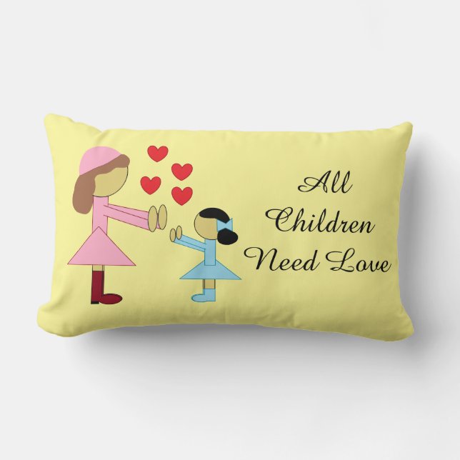 Cojín Lumbar Todos los niños necesitan amor: (Anverso)