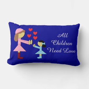 Cojín Lumbar Todos los niños necesitan amor: azul oscuro