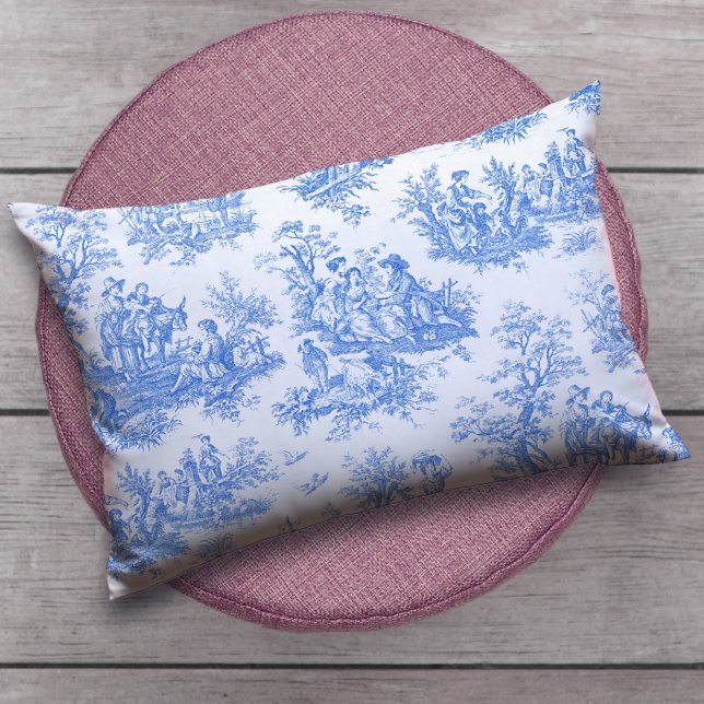 Cojín Lumbar Toile azul turquesa vintage (Subido por el creador)
