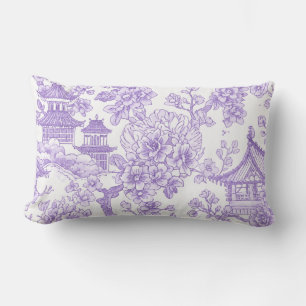 Cojín Lumbar Toile de chinoiserie púrpura Dragón Flor de Cerezo