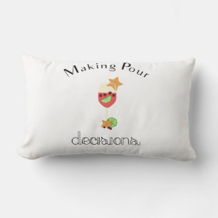 Cojín Lumbar Tomar decisiones difíciles con el vidrio de vino d