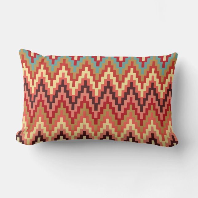 Cojín Lumbar Tones de la Tierra Ikat Chevron Zig Zag Strikes Pa (Anverso)
