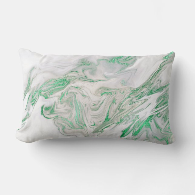 Cojín Lumbar Tonos terrestres Mint Green Gray White Marble (Anverso)
