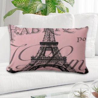 Cojín Lumbar torre de eiffel de parís vintage rosa romántico