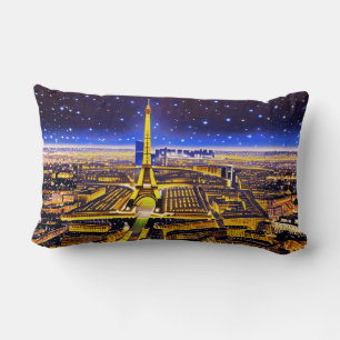 Cojín Lumbar Torre Eiffel y París bajo las estrellas