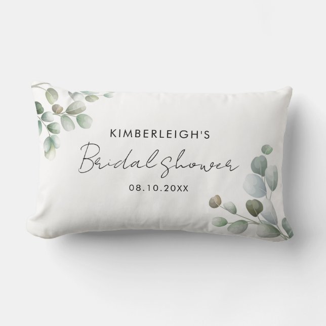 Cojín Lumbar Torta nupcial con guion de follaje de eucalipto ac (Anverso)