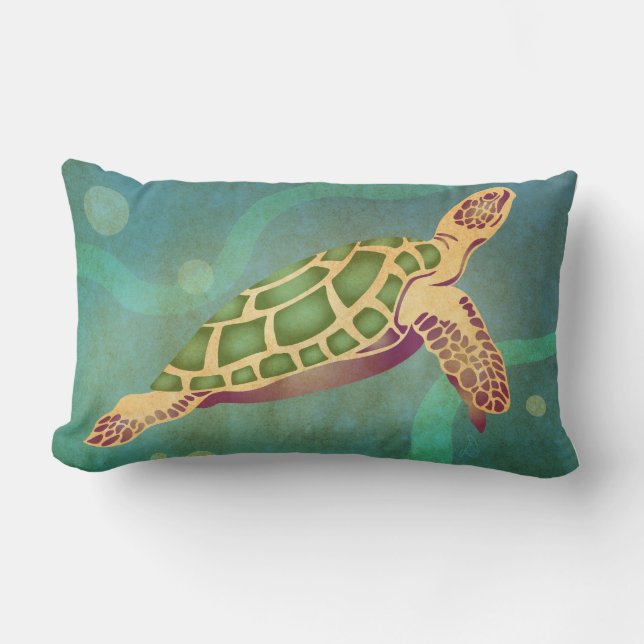 Cojín Lumbar Tortuga de mar hawaiana: Honu (Anverso)