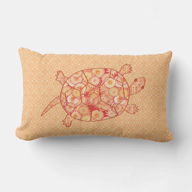 Cojín Lumbar Tortuga giratoria fractal - tonos de mandarina nar (Anverso)