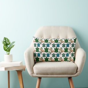 Cojín Lumbar Tortuga Marina Tropical Patrón Floral   Océano Cos