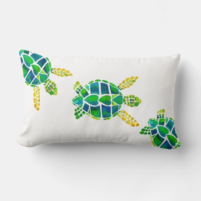Cojín Lumbar Tortugas de mar del bebé de la natación (Anverso)