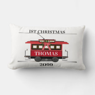 Cojín Lumbar Tram Trolley Streetcar Primer Navidad Keepsake